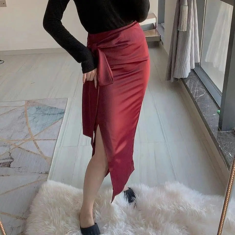 Jupe en Satin Bordeaux