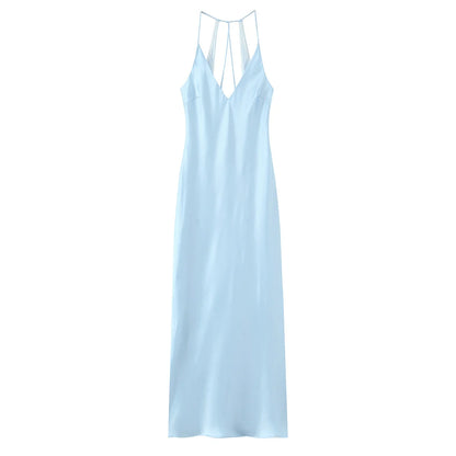 Robe en Satin Bleu Clair